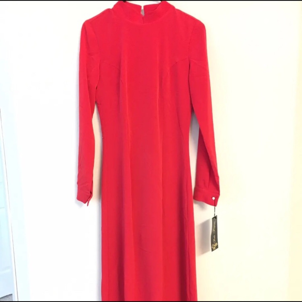 Red evening maxi dress